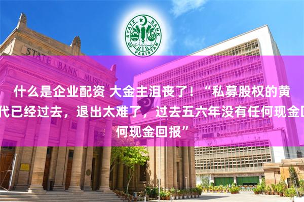 什么是企业配资 大金主沮丧了！“私募股权的黄金时代已经过去，退出太难了，过去五六年没有任何现金回报”